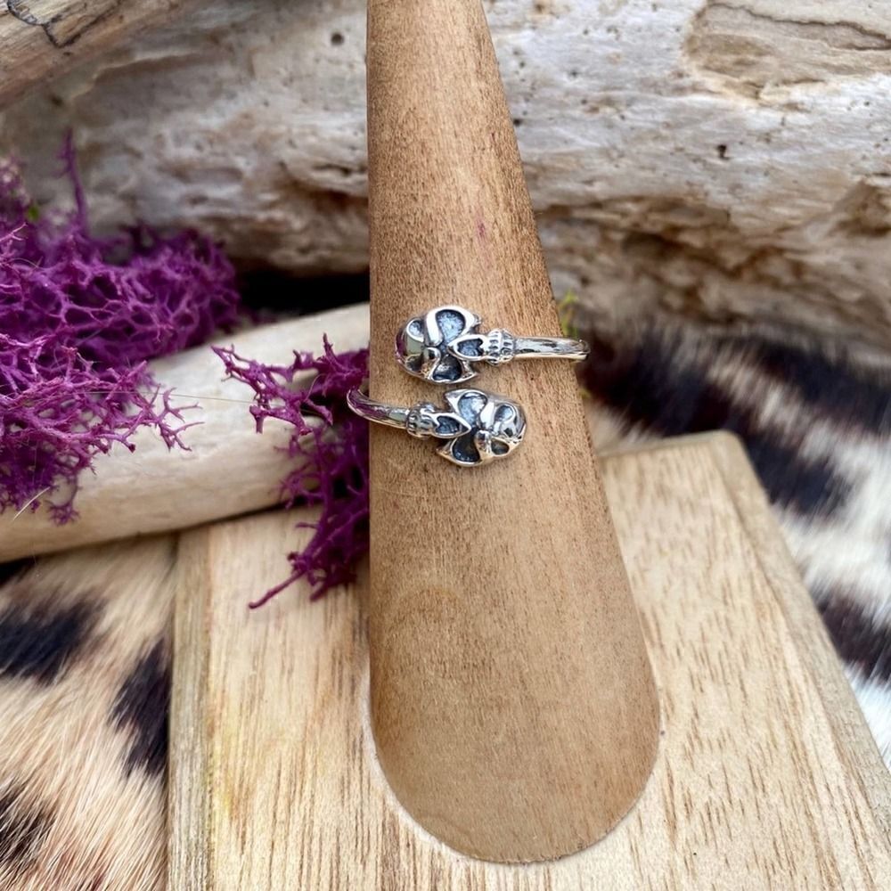 Double Skull Sterling Silver Ring